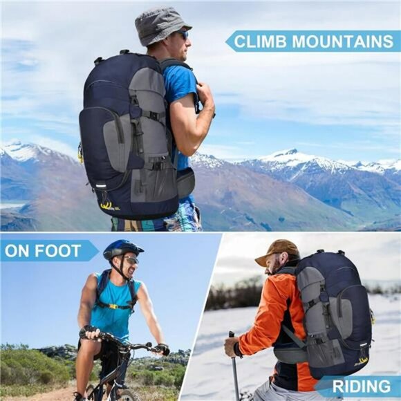 ShowyLive 60L Waterproof Hiking Backpack Lightweight Camping Backpack Men - Picture 6 of 7